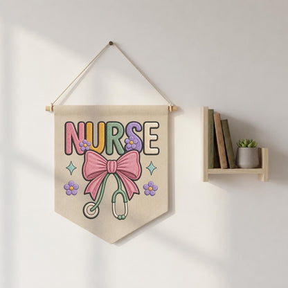 Nurse Embroidered Wall Hanging Banner, Stethoscope Nurse Decor, Nurse Appreciation Gift, Nursing Graduation Gift, Healthcare Worker Decor