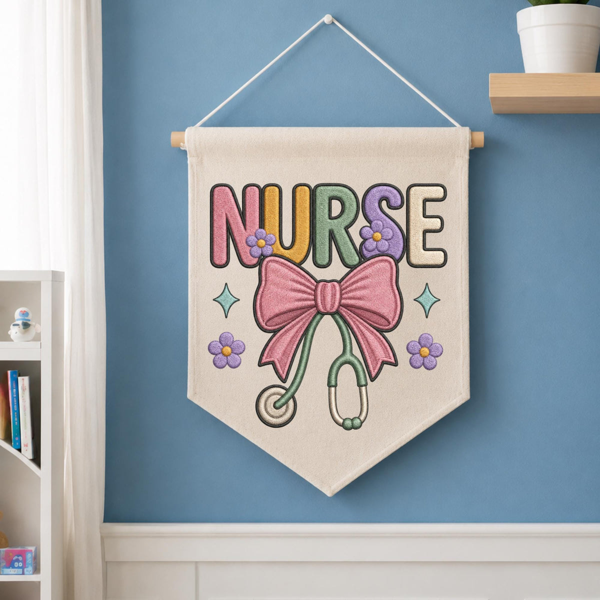 Nurse Embroidered Wall Hanging Banner, Stethoscope Nurse Decor, Nurse Appreciation Gift, Nursing Graduation Gift, Healthcare Worker Decor