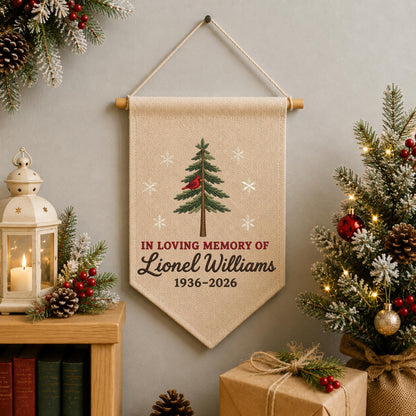 Personalized Cardinal Memorial Embroidered Wall Hanging Banner, In Loving Memory Sign, Sympathy Gift, Remembrance Keepsake Decor