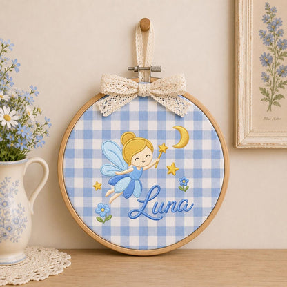Personalized Embroidered Fairy Hoop Art, Custom Name Nursery Decor