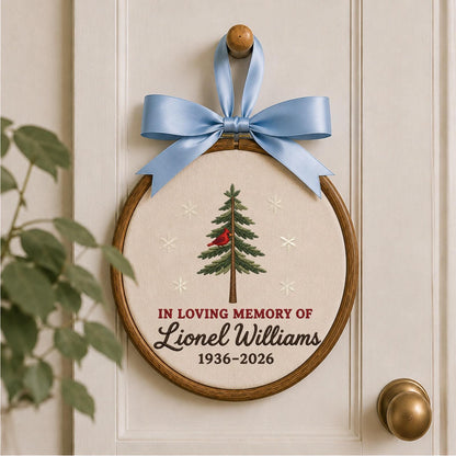 Personalized Embroidered Ornament, Cardinal Memorial Ornament, In Loving Memory Gift, Custom Name Remembrance Keepsake, Sympathy Christmas