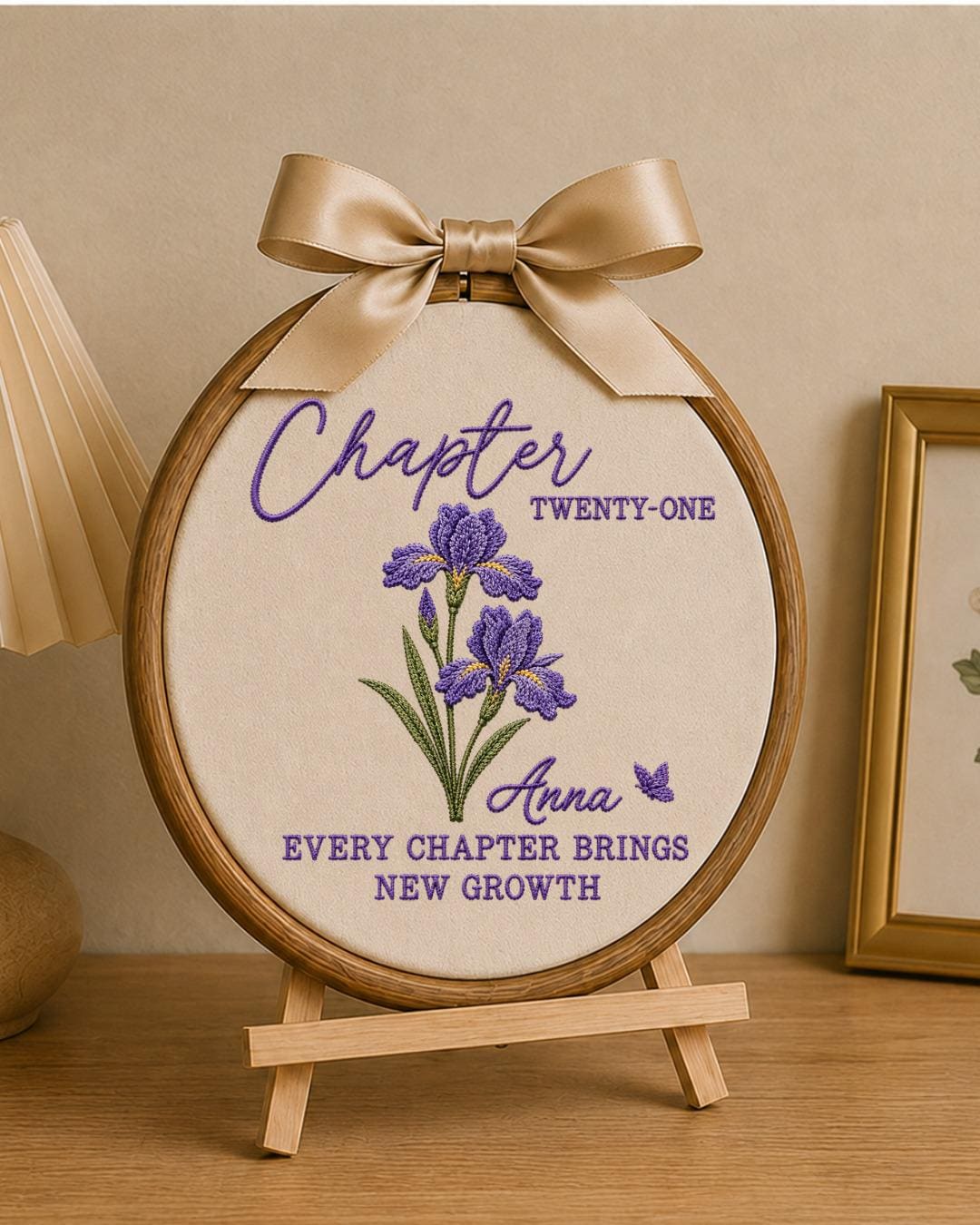 Personalized 21st Birthday Embroidered Ornament, Chapter Twenty One Floral Hoop, Custom Name Birthday Gift, Milestone Keepsake