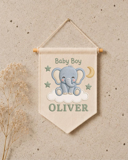 Personalized Mallard Duck Wall Hanging, Custom Name Embroidered Banner, Duck Hunting Nursery Decor, Rustic Baby Boy Room Gift