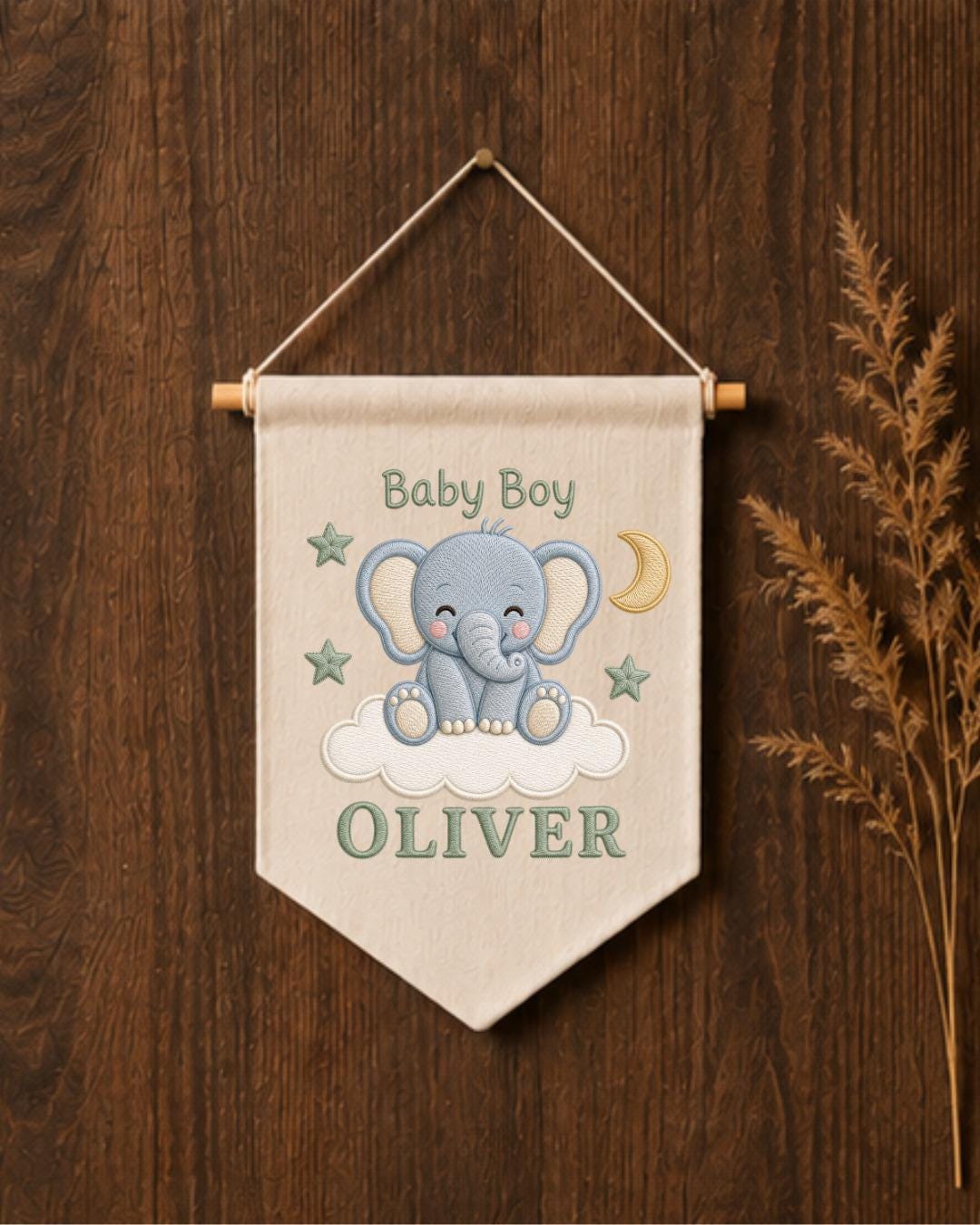 Personalized Mallard Duck Wall Hanging, Custom Name Embroidered Banner, Duck Hunting Nursery Decor, Rustic Baby Boy Room Gift