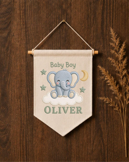 Personalized Mallard Duck Wall Hanging, Custom Name Embroidered Banner, Duck Hunting Nursery Decor, Rustic Baby Boy Room Gift