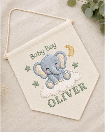 Personalized Mallard Duck Wall Hanging, Custom Name Embroidered Banner, Duck Hunting Nursery Decor, Rustic Baby Boy Room Gift