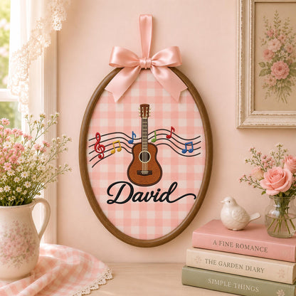Personalized Embroidered Ornament, Guitar Music Ornament, Custom Name Music Lover Gift, Musician Keepsake, Guitar Player Gift