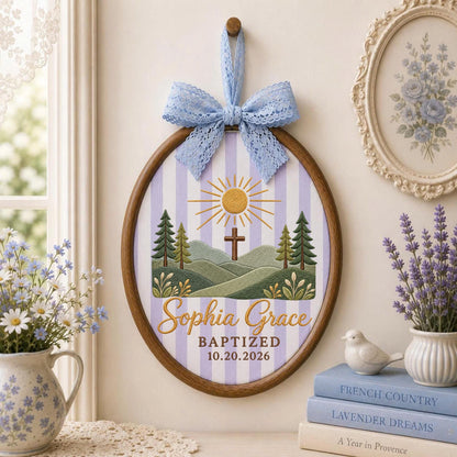 Personalized Embroidered Ornament, Baptism Cross Ornament, Custom Name Christian Keepsake, Baptized Baby Gift, Religious Nursery Decor