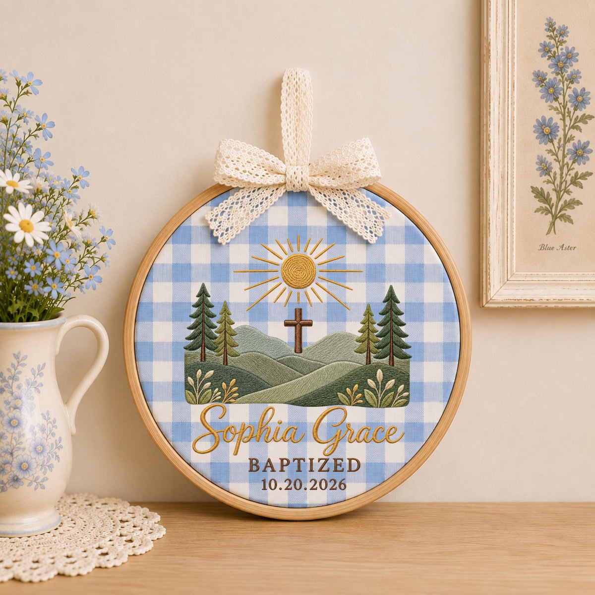 Personalized Embroidered Ornament, Baptism Cross Ornament, Custom Name Christian Keepsake, Baptized Baby Gift, Religious Nursery Decor