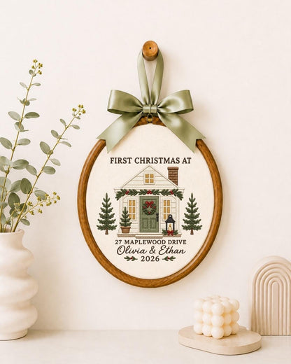 Personalized First Christmas Home Embroidered Ornament, Custom New Home Christmas Keepsake, First Home Ornament, Housewarming Gift