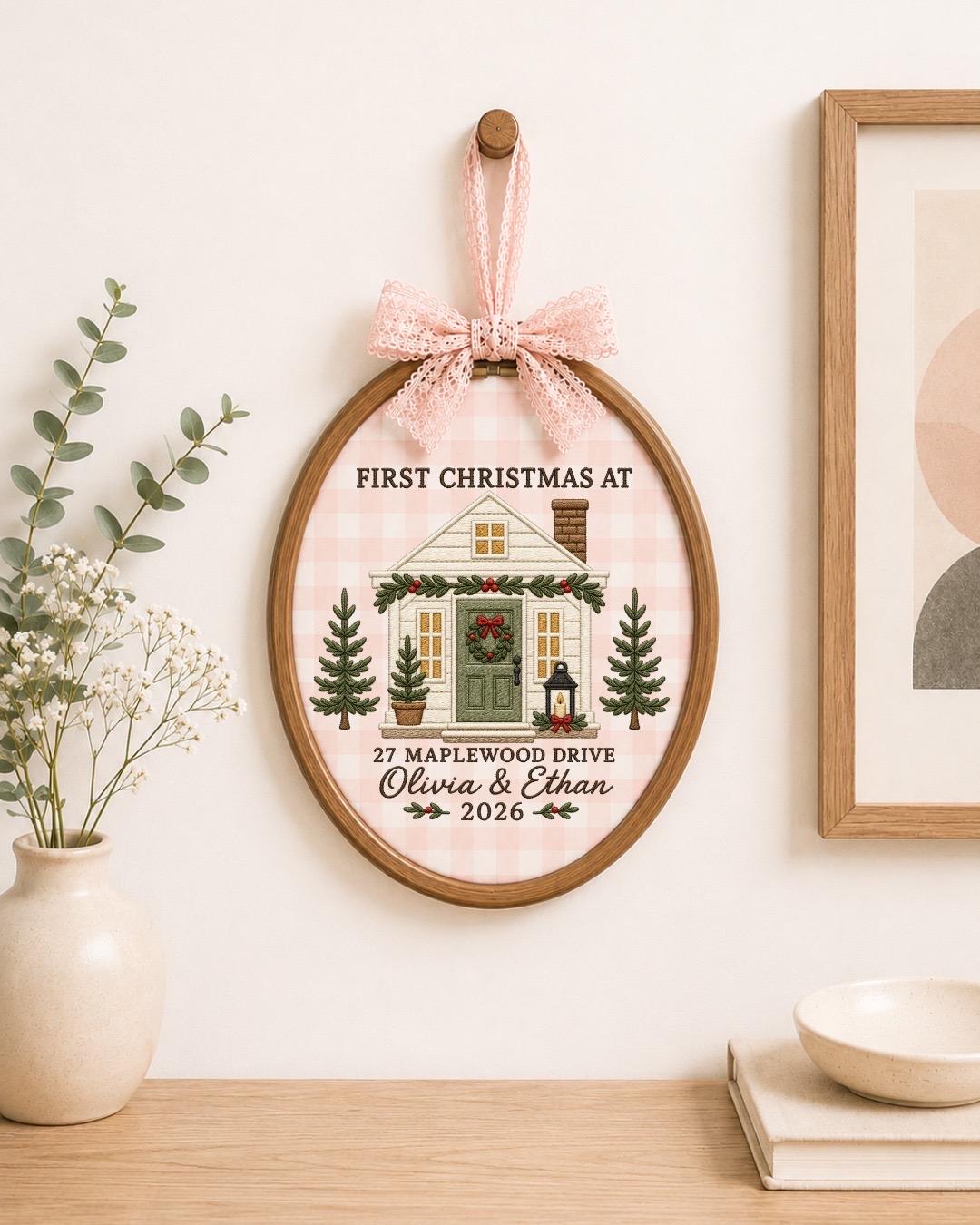 Personalized First Christmas Home Embroidered Ornament, Custom New Home Christmas Keepsake, First Home Ornament, Housewarming Gift