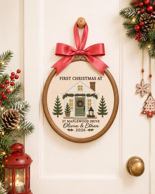 Personalized First Christmas Home Embroidered Ornament, Custom New Home Christmas Keepsake, First Home Ornament, Housewarming Gift