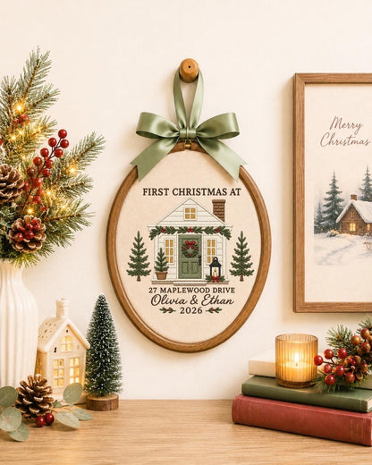 Personalized First Christmas Home Embroidered Ornament, Custom New Home Christmas Keepsake, First Home Ornament, Housewarming Gift
