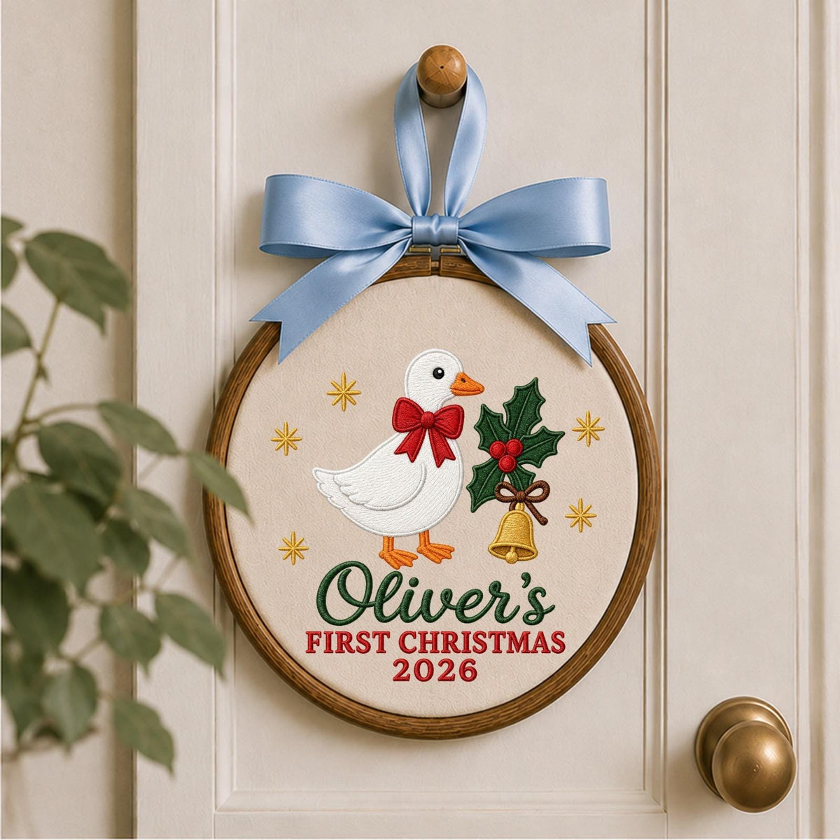 Personalized Embroidered Christmas Ornament, Goose First Christmas 2026, Custom Name Holiday Ornament, Baby Christmas Gift