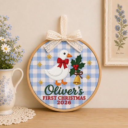 Personalized Embroidered Christmas Ornament, Goose First Christmas 2026, Custom Name Holiday Ornament, Baby Christmas Gift