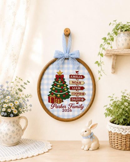 Personalized Family Christmas Embroidered Ornament, Custom Family Name Hoop, Christmas Tree Decor, Personalized Holiday Keepsake