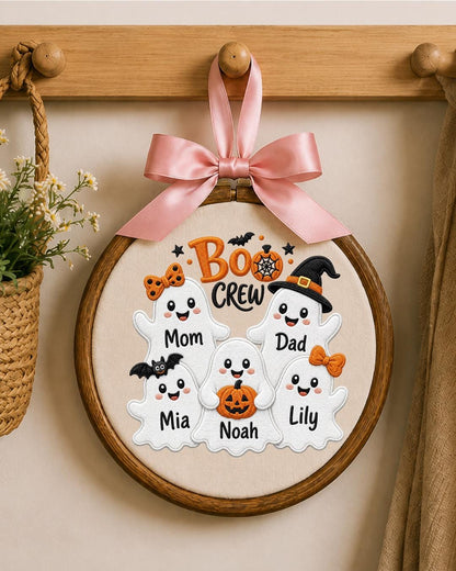 Personalized Halloween Embroidered Ornament, Custom Family Ghost Names Hoop, Boo Crew Decor, Halloween Family Gift, Spooky Keepsake
