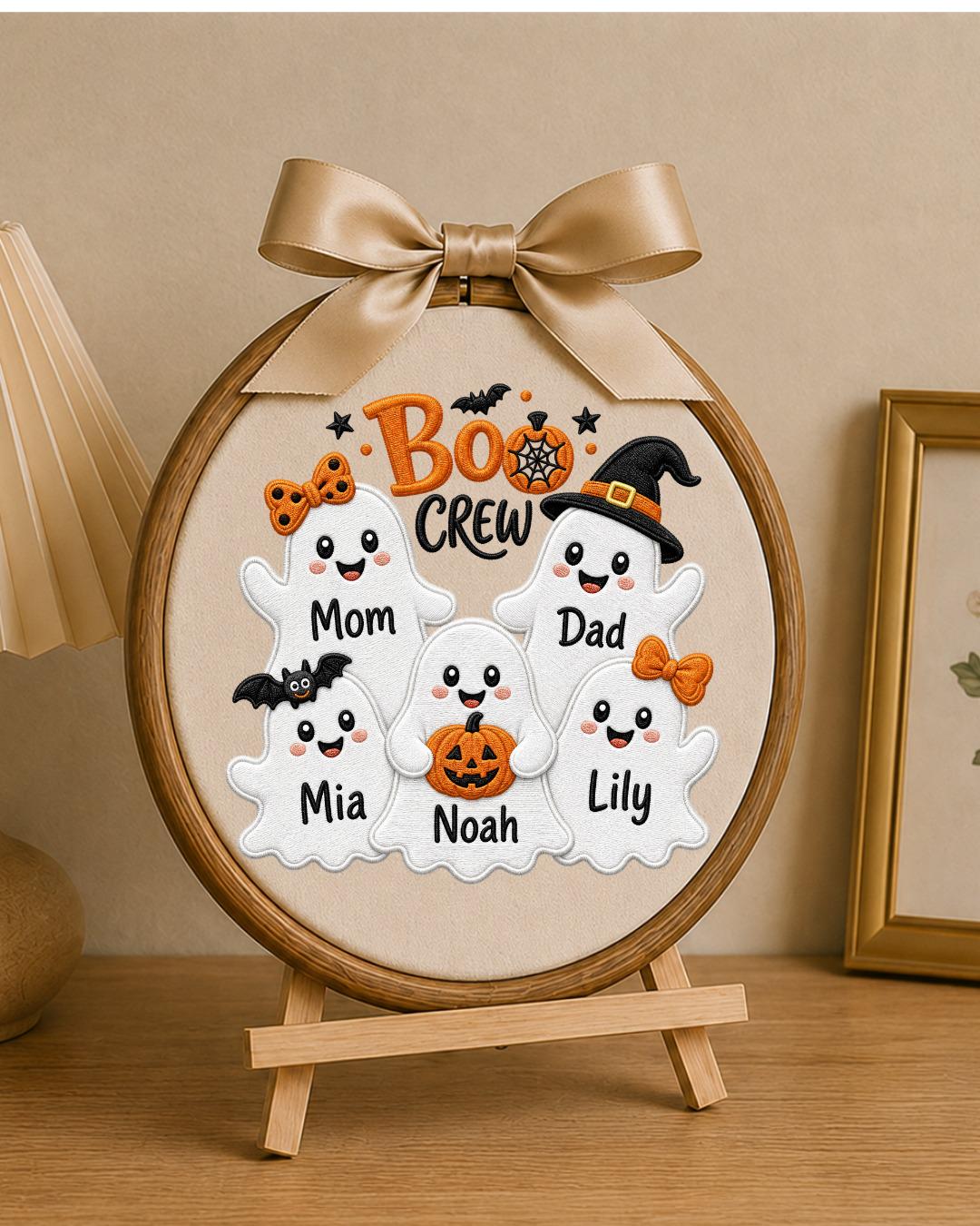 Personalized Halloween Embroidered Ornament, Custom Family Ghost Names Hoop, Boo Crew Decor, Halloween Family Gift, Spooky Keepsake
