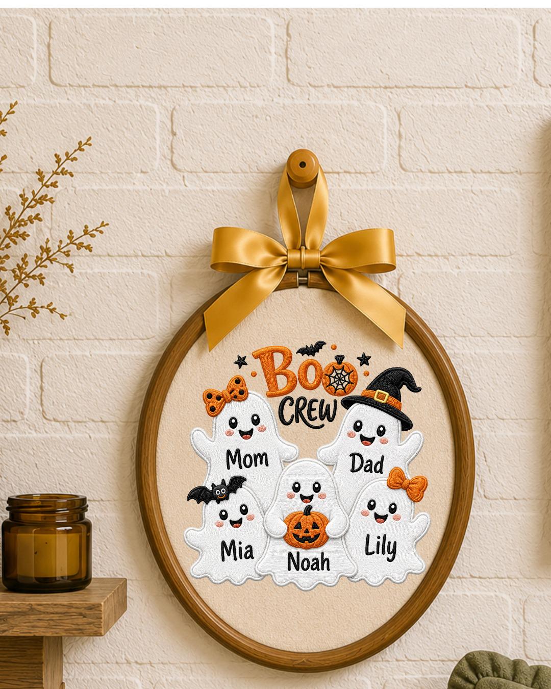 Personalized Halloween Embroidered Ornament, Custom Family Ghost Names Hoop, Boo Crew Decor, Halloween Family Gift, Spooky Keepsake