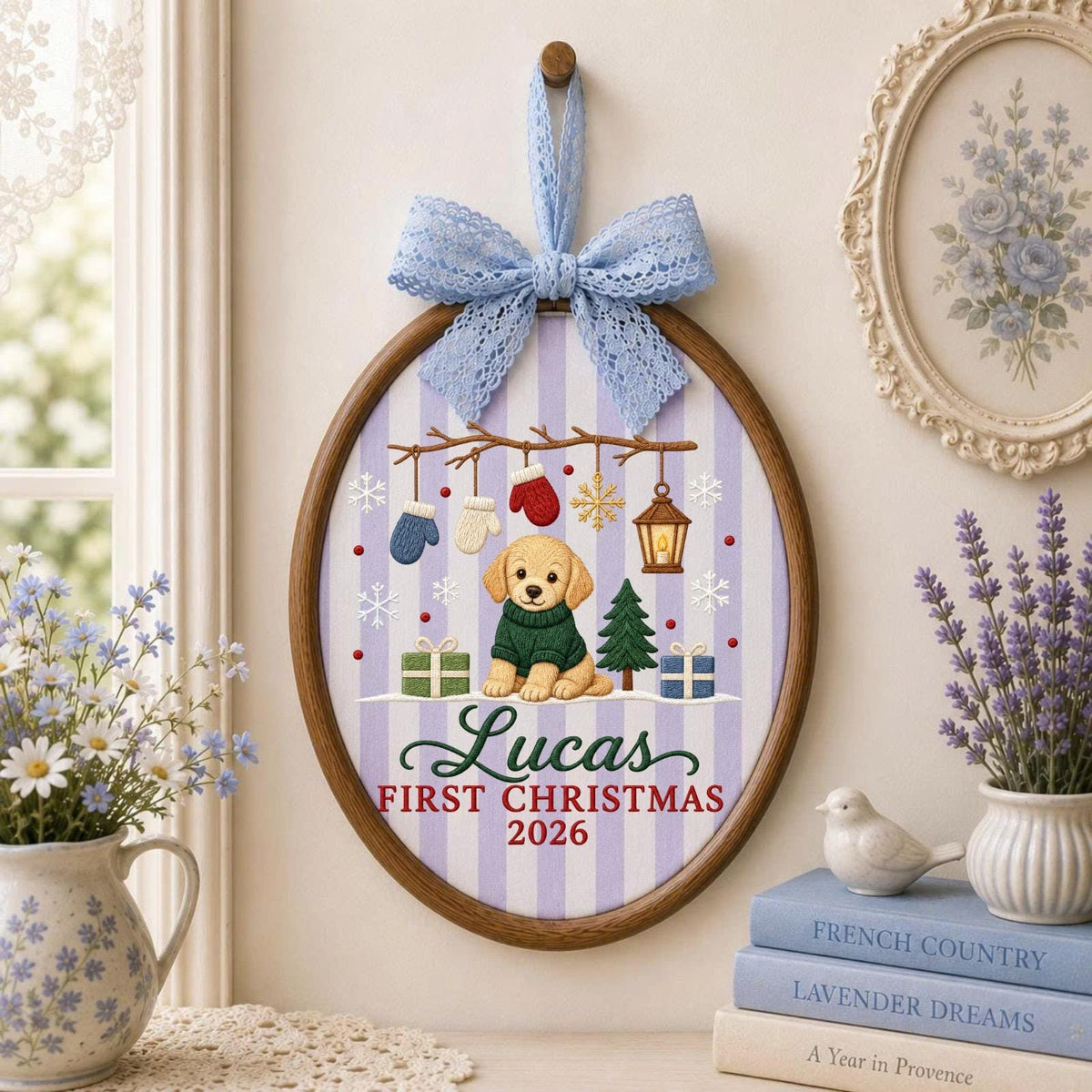 Personalized Embroidered Ornament, Puppy First Christmas 2026 Ornament, Custom Name Dog Christmas Keepsake, Baby Pet Holiday Gift