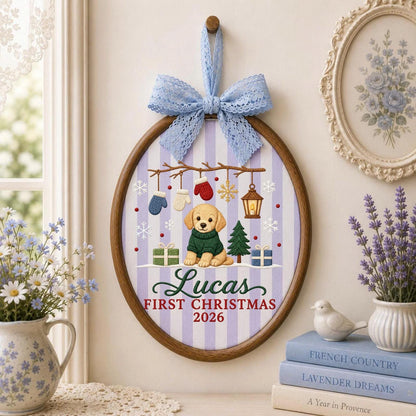 Personalized Embroidered Ornament, Puppy First Christmas 2026 Ornament, Custom Name Dog Christmas Keepsake, Baby Pet Holiday Gift