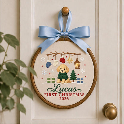 Personalized Embroidered Ornament, Puppy First Christmas 2026 Ornament, Custom Name Dog Christmas Keepsake, Baby Pet Holiday Gift