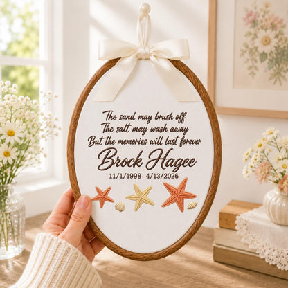 Personalized Embroidered Ornament, Memorial Beach Keepsake, Custom Name And Dates Ornament, Starfish Remembrance Gift, In Memory Decor