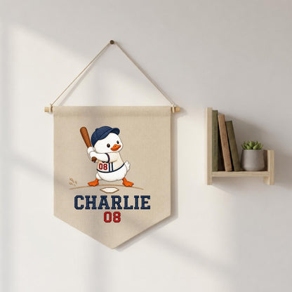 Personalized Snowman Baseball Wall Hanging, Custom Name and Number Banner, Winter Sports Nursery Decor, Christmas Boy Gift