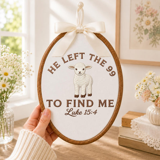 Personalized Embroidered Ornament, Luke 15:4 Lost Sheep Christian Ornament, Bible Verse Faith Gift, Religious Lamb Keepsake