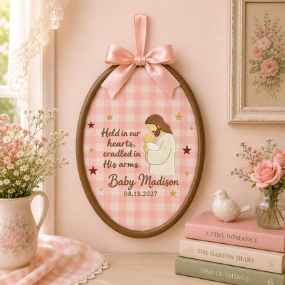 Personalized Embroidered Ornament, Baby Memorial Christian Gift, Jesus Holding Baby Keepsake, Angel Baby Remembrance, Custom Name Ornament