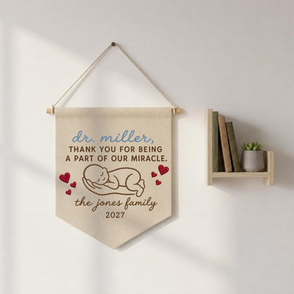 Personalized Embroidered Baby Memorial Wall Hanging Banner, Infant Loss Gift, Angel Baby Keepsake, Pregnancy Loss Memorial Decor