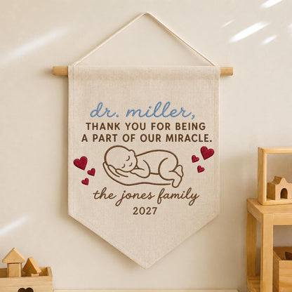Personalized Embroidered Baby Memorial Wall Hanging Banner, Infant Loss Gift, Angel Baby Keepsake, Pregnancy Loss Memorial Decor