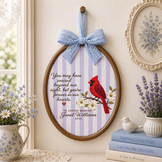 Personalized Embroidered Ornament, Cardinal Memorial Ornament, In Loving Memory Gift, Custom Name Remembrance Keepsake, Sympathy Gift