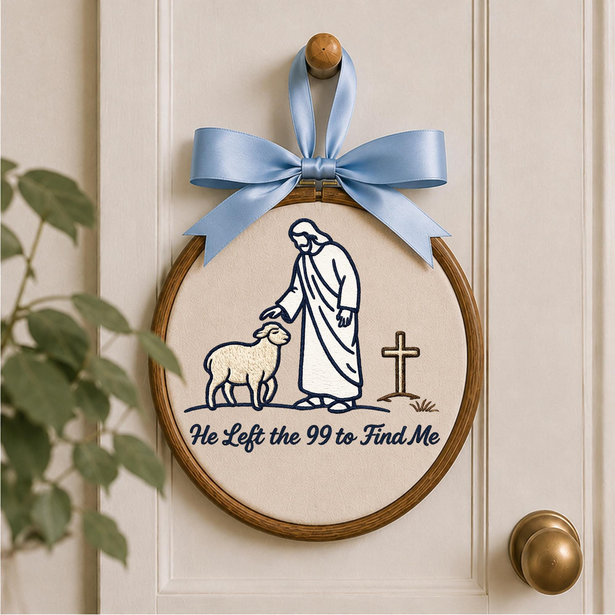 Personalized Embroidered Ornament, Lost Sheep Christian Ornament, He Left the 99 Jesus Gift, Bible Verse Faith Keepsake, Religious Decor