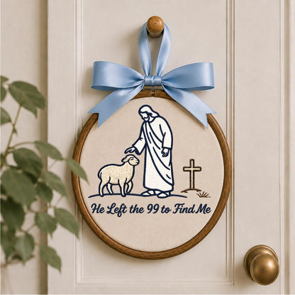 Personalized Embroidered Ornament, Lost Sheep Christian Ornament, He Left the 99 Jesus Gift, Bible Verse Faith Keepsake, Religious Decor