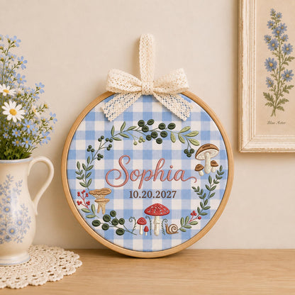 Personalized Embroidered Ornament, Mushroom Christmas , Custom Name Woodland Keepsake, Forest Nursery Christmas Gift, Botanical Decor