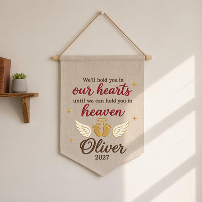 Personalized Embroidered Baby Memorial Wall Hanging Banner, Infant Loss Gift, Angel Baby Keepsake, Pregnancy Loss Sympathy Decor
