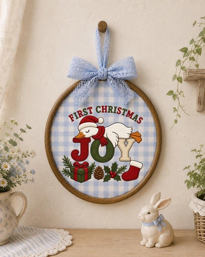 First Christmas Goose Embroidered Ornament, Personalized Holiday Hoop, Christmas Goose Decor, Baby First Christmas Gift, Festive Keepsake