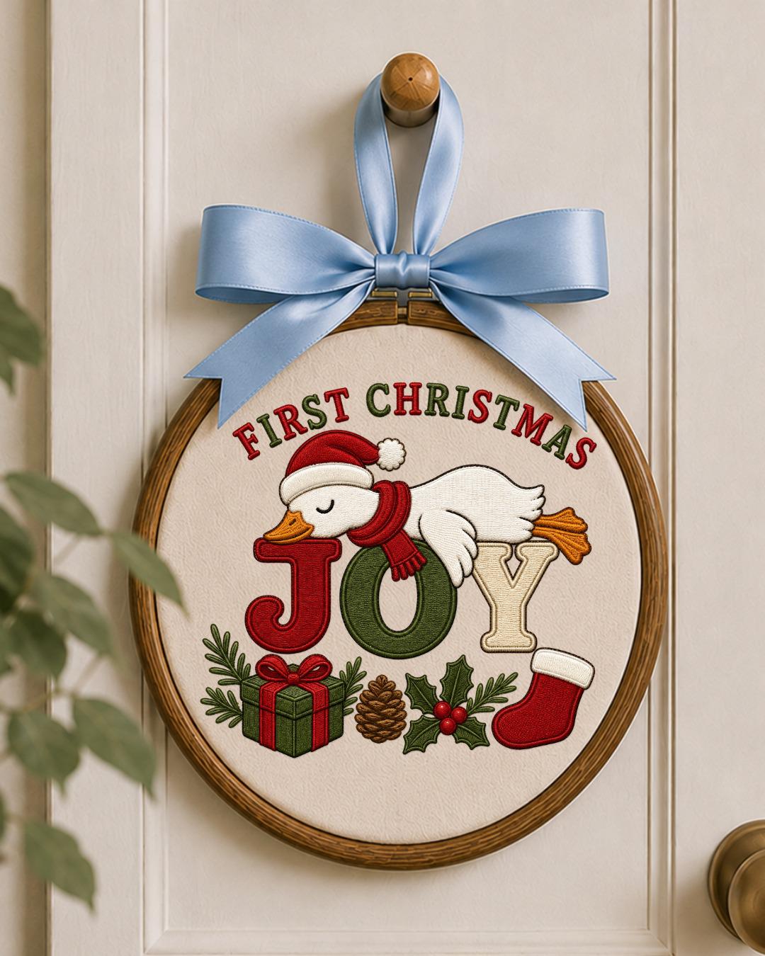 First Christmas Goose Embroidered Ornament, Personalized Holiday Hoop, Christmas Goose Decor, Baby First Christmas Gift, Festive Keepsake