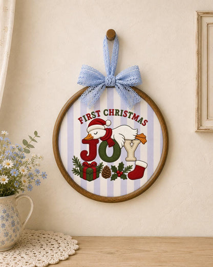 First Christmas Goose Embroidered Ornament, Personalized Holiday Hoop, Christmas Goose Decor, Baby First Christmas Gift, Festive Keepsake