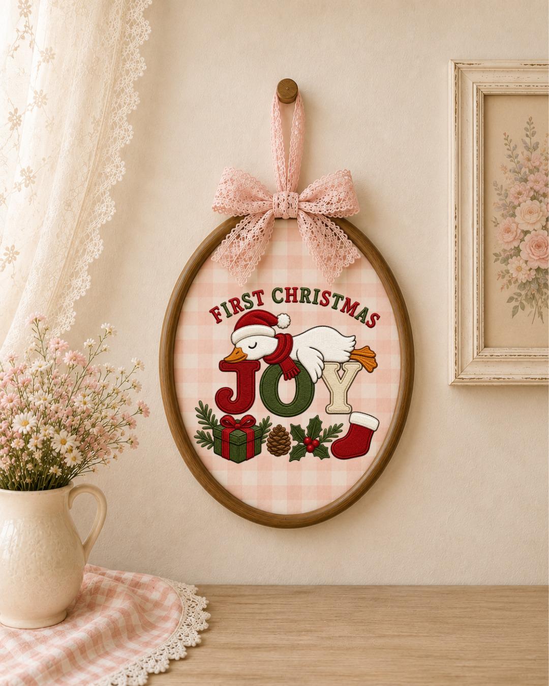 First Christmas Goose Embroidered Ornament, Personalized Holiday Hoop, Christmas Goose Decor, Baby First Christmas Gift, Festive Keepsake