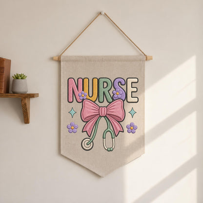 Nurse Embroidered Wall Hanging Banner, Stethoscope Nurse Decor, Nurse Appreciation Gift, Nursing Graduation Gift, Healthcare Worker Decor