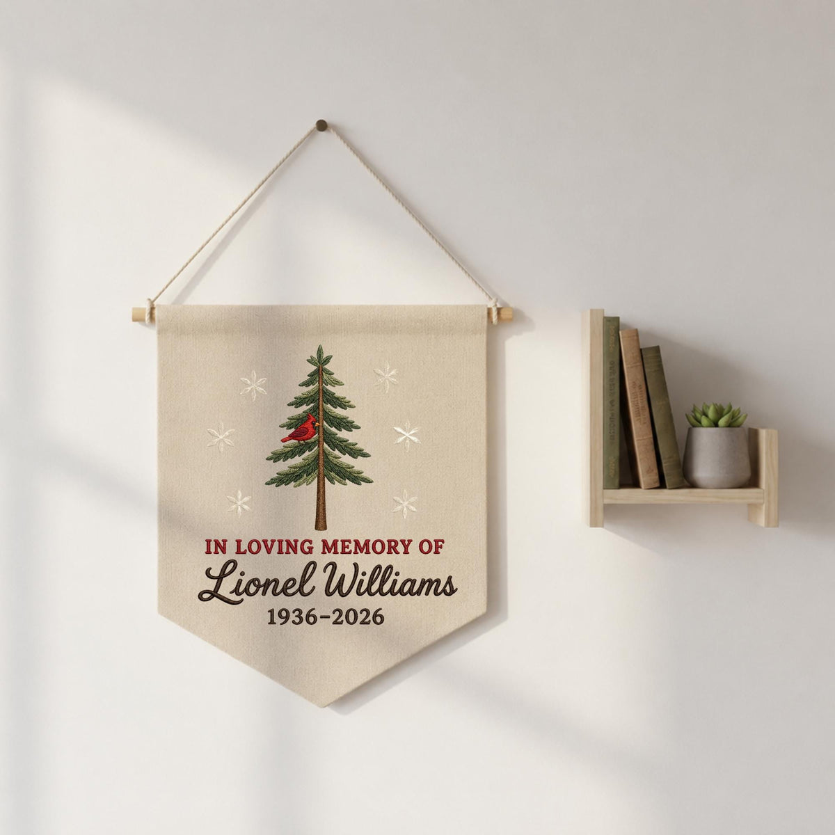 Personalized Cardinal Memorial Embroidered Wall Hanging Banner, In Loving Memory Sign, Sympathy Gift, Remembrance Keepsake Decor