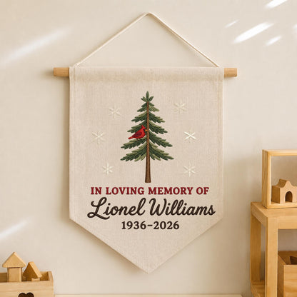 Personalized Cardinal Memorial Embroidered Wall Hanging Banner, In Loving Memory Sign, Sympathy Gift, Remembrance Keepsake Decor