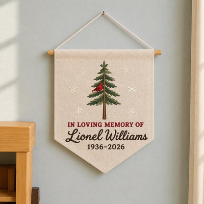 Personalized Cardinal Memorial Embroidered Wall Hanging Banner, In Loving Memory Sign, Sympathy Gift, Remembrance Keepsake Decor