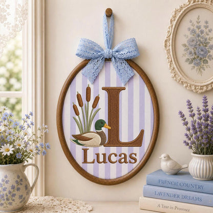 Personalized Embroidered Ornament, Mallard Duck Nursery Ornament, Custom Initial Name Gift, Woodland Baby Boy Decor, Duck Keepsake