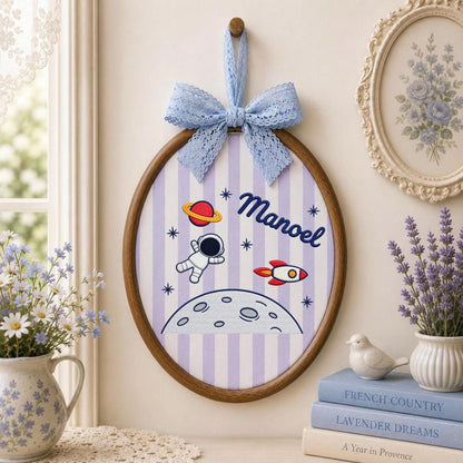 Personalized Embroidered Ornament, Astronaut Space Ornament, Custom Name Rocket Nursery Decor, Baby Boy Space Gift, Moon Keepsake