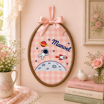 Personalized Embroidered Ornament, Astronaut Space Ornament, Custom Name Rocket Nursery Decor, Baby Boy Space Gift, Moon Keepsake