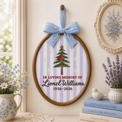 Personalized Embroidered Ornament, Cardinal Memorial Ornament, In Loving Memory Gift, Custom Name Remembrance Keepsake, Sympathy Christmas