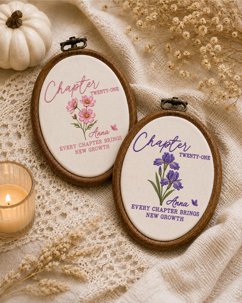 Personalized 21st Birthday Embroidered Ornament, Chapter Twenty One Floral Hoop, Custom Name Birthday Gift, Milestone Keepsake